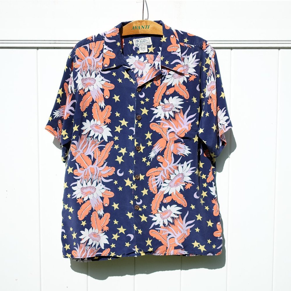 Vintage Silk Avanti Aloha Shirt - "Starry Night"